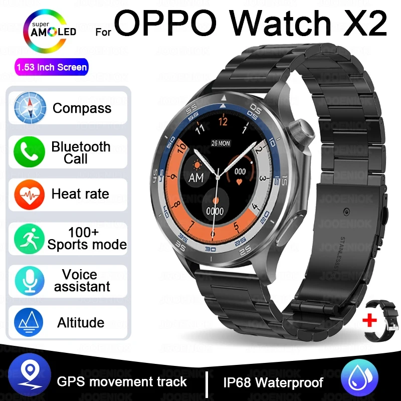 Smartwatch com Gps, À Prova D'água, Bússola, Monitoramento de Saúde e Chamadas Bluetooth. MDUG (aço Preto)