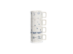 Conjunto de Chávenas de Café Dkd Home Decor Azul Metal Branco 260 Ml 4 Peças Dolomite