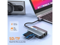 Dock Hub de Funções Múltiplas Usb c EOOCOO (multiporta 5 em 1)