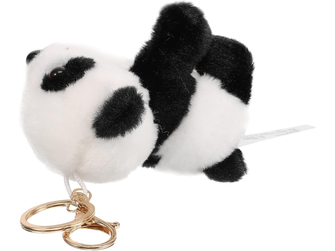 Chaveiro De Panda Macio E Leve, Feito Algodão Pp, Acessório Preto