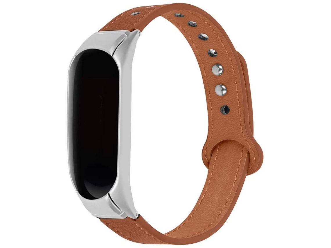 Pulseira Xiaomi Mi Smart Band 6 / Mi Band 5 / Amazfit Band 5 Couro Clipe Castanho Oem