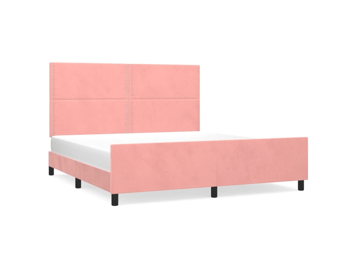 Bed Frame With Headboard, Bed Frames With Headboards Vidaxl Cor-de-rosa Veludo (160 X 200 Cm)
