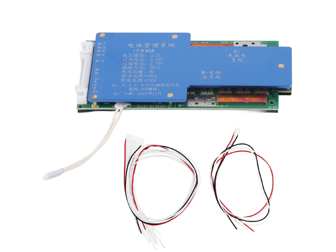 Veloriskku-placa De Proteção Da Bateria De Lítio Bms 17s 72v 80a Módulo De Proteção Para Circuitos Industriais