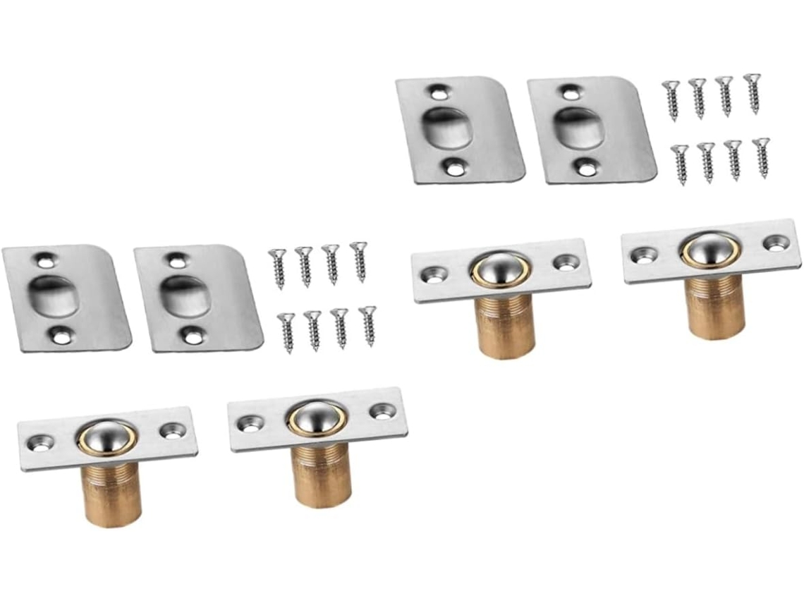 Shineofi Conjunto De 4-fechos Bola Porta Armário Com Placa Impacto Ajustável Em Aço Inoxidável Portas Quarto
