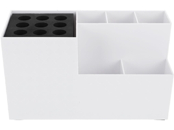 Caixa organizadora em ABS branco, prática e portátil, ideal para guardar ferramentas.
