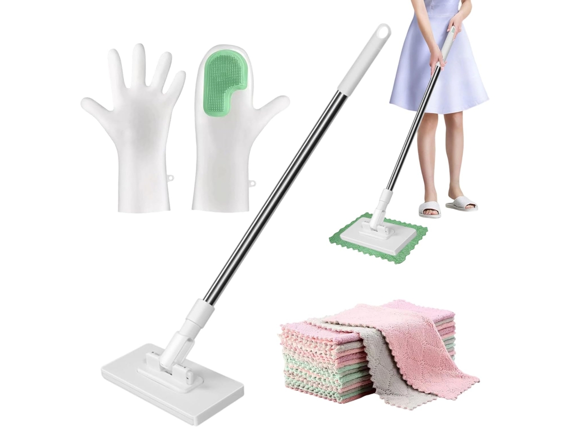 Mop Seco – Desmontável E Reutilizável Com 10 Panos