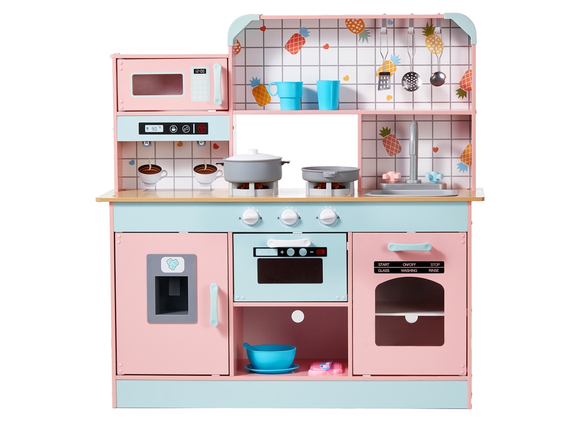 Conjunto De Cozinha Infantil Succebuy, Brinquedo De Cozinha Faz De Conta Com 24 Acessórios, Cor De Rosa