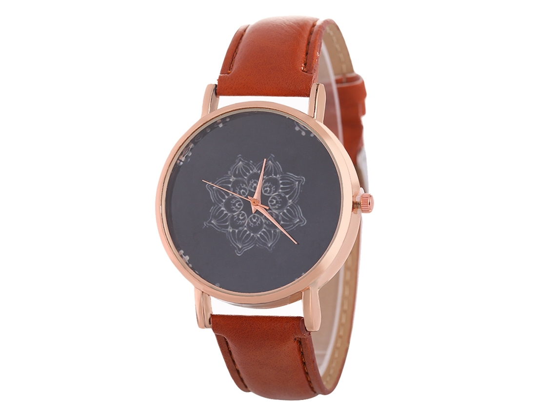 Relógio Analógico de Pulso Quartzo com Pulseira Pu Estilo Casual para Mulheres e Homens (café Escuro)