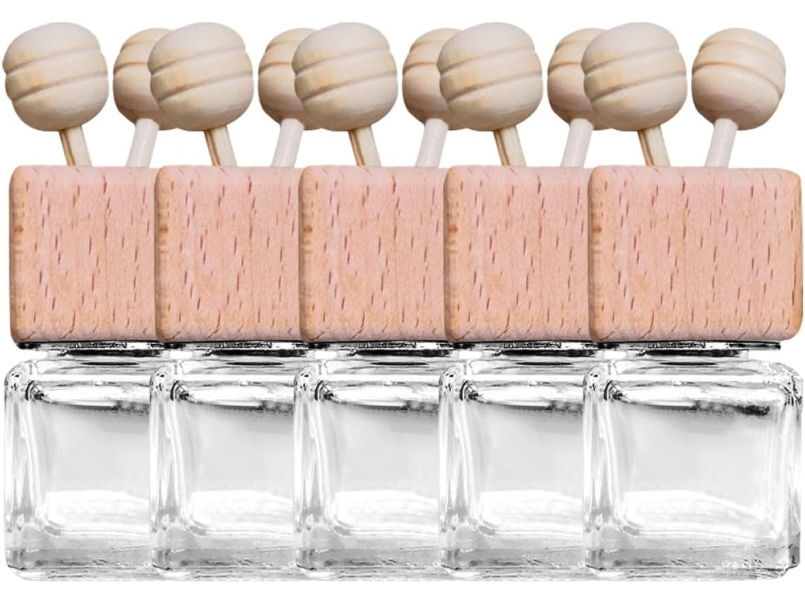 Difusor De Aromas Para Carro Em Vidro E Madeira, 10ml, Com Clipe.
