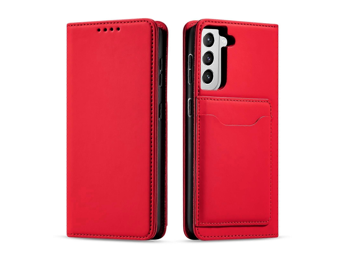Capa De Couro Para Celular Com Suporte Para Cartão Magnetism Skin Feel