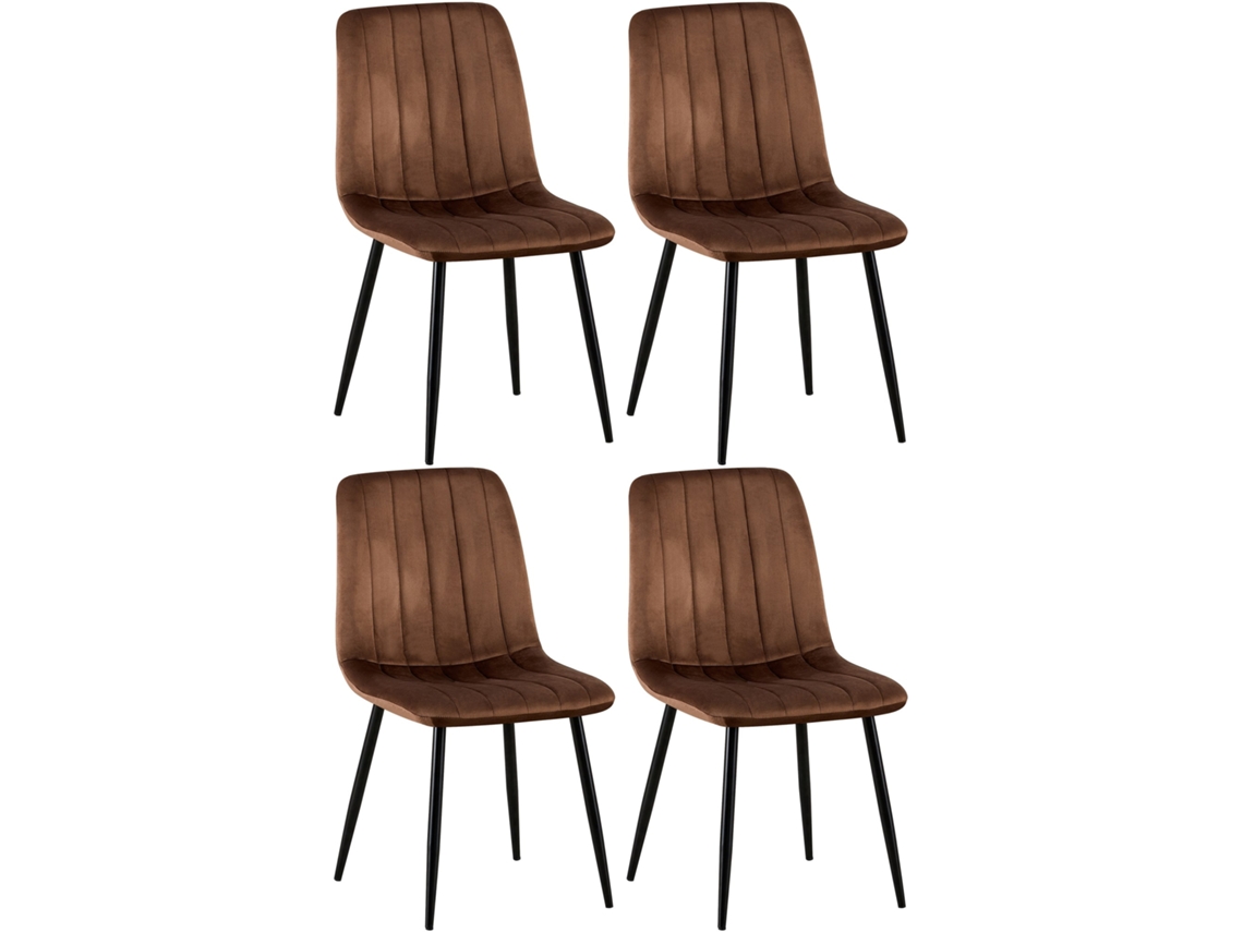 Conjunto de 4 cadeiras Dijon marrom/veludo CLP