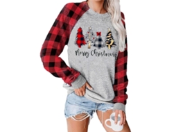 Laxiscreed Blusão Feminino Vermelho Listrado De Natal Para Moda Casual Tamanho M