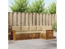 Vidaxl Conjunto De Sofá Sectional Com Almofada 5 Pcs Natural E Bege