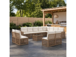 Vidaxl Conjunto De Sofá De Jardim 13 Unid. Bege E Branco Creme Vime Pe