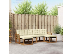 Vidaxl Conjunto De Sofás Para Exterior 6 Unid. Natural E Creme