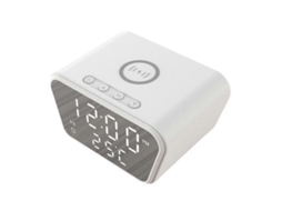 Despertador 15W com carregador sem fio inteligente e relógio digital LED branco GOKOCO