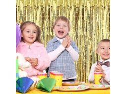 Conjunto de 6 cortinas com glitter metálico e listras metálicas BRILVIBERA