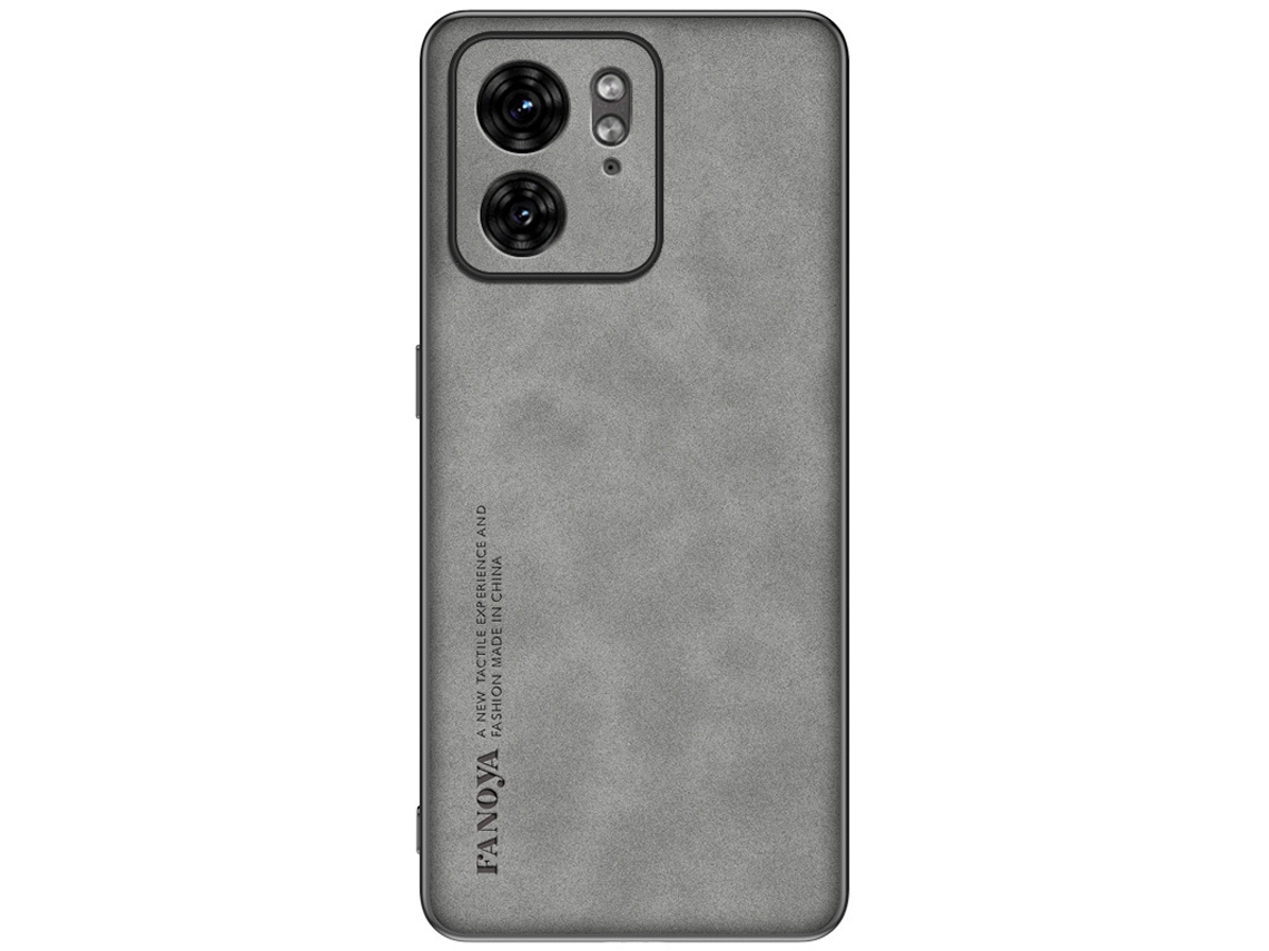 Capa De Celular De Luxo Em Pele De Cordeirocinza Galáxia, Moto Edge 50 Pro