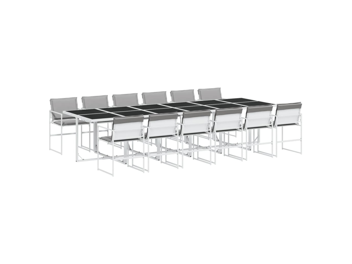 Maison Exclusive - 13 Pcs Conj. De Jantar P/ Jardim C/ Almofadões Textilene Branco