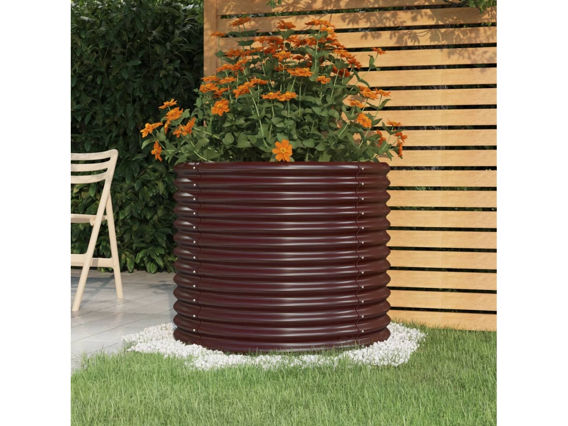 Vidaxl Vaso/floreira De Jardim Aço Galvanizado 80x80x68 Cm Castanho