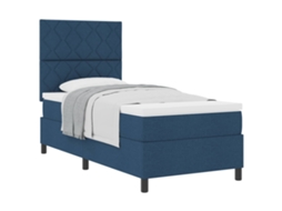 Vidaxl Cama Box Com Cabeceira Azul 100 X 200 Cm Tecido