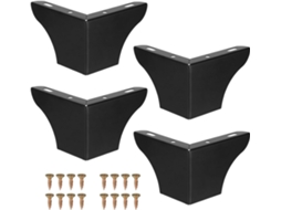 Conjunto De 4 Pés Metal Para Móveis, Com Revestimento Preto, Ideais Para Cômodas E Armários Inclui Parafusos Fácil
