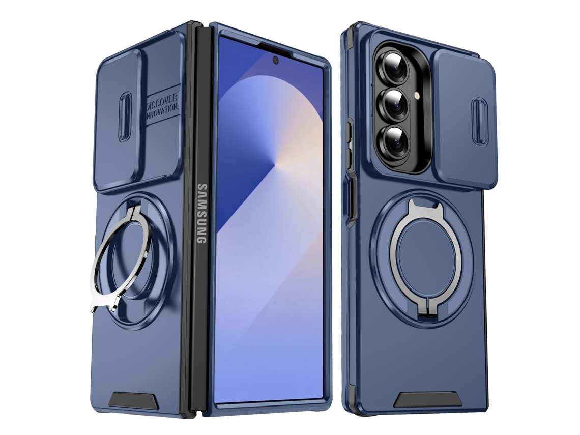 Capa Para Galaxy Z Fold 8 Ultra Com Câmara Deslizante, Resistente A Impactos E Com Suporte Giratório De 360° Azul Hexinyigjly
