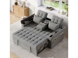Sofá-cama De 2 Lugares - Com Arrumação, Encosto Ajustável, Apoios De Braços Com Compartimentos - Cinza