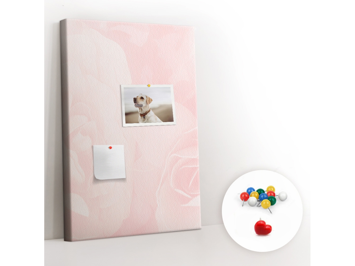 Quadro De Cortiça Com Impressão Flores Rosas Para A Sala De Estar Espelharte (40x60 Cm)