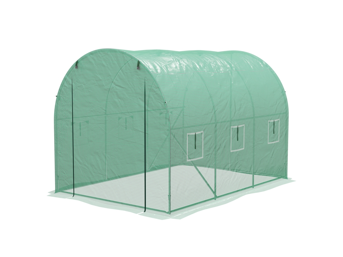 Estufa Túnel 6m² 3x2m Com Irrigação E Porta Enrolar, Verde