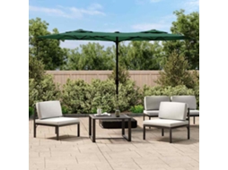Vidaxl Guarda-sol De Jardim C/ Cabeça Dupla/luzes Led 316x145 Cm Verde
