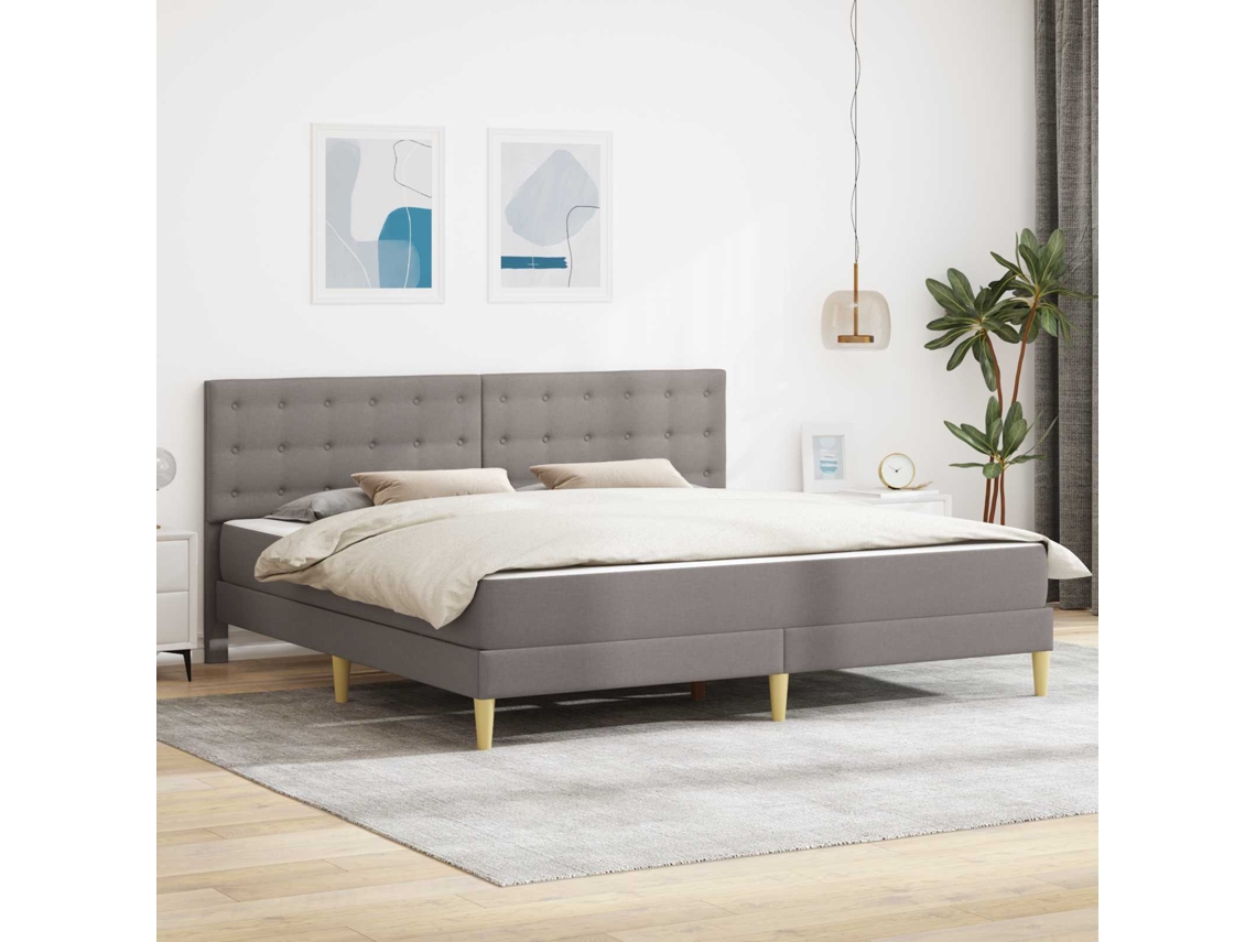 Vidaxl Estrutura De Cama Com Colchão Cinzento-acastanhado 200 X 200 Cm