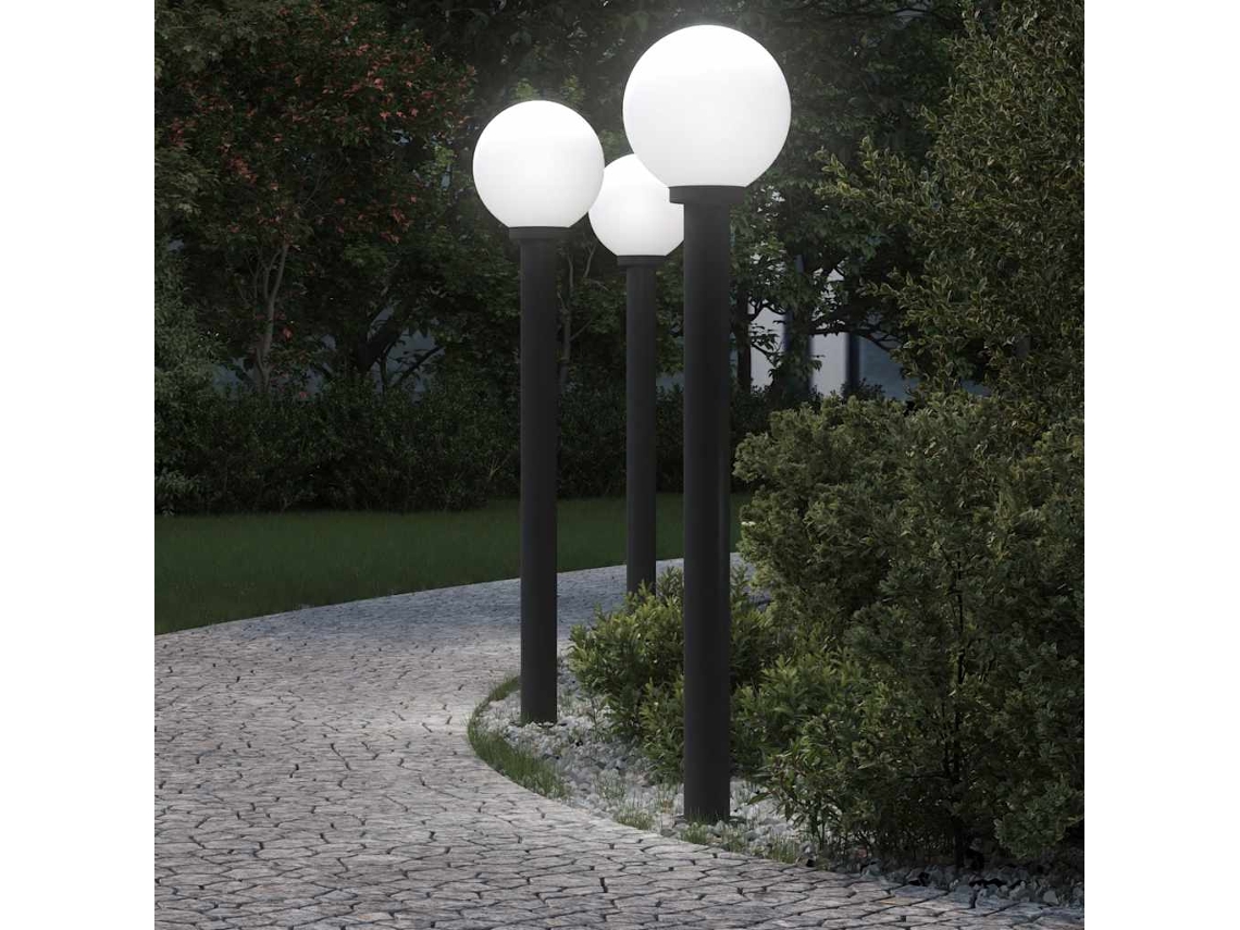 Vidaxl Luminárias De Poste, 3 Unidades, 120 Cm, Pretas, Ip44