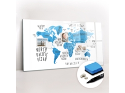 Quadro Magnético Decorativo Mapa Azul Da Terra Para A Sala De Estar Espelharte (120x60 Cm)