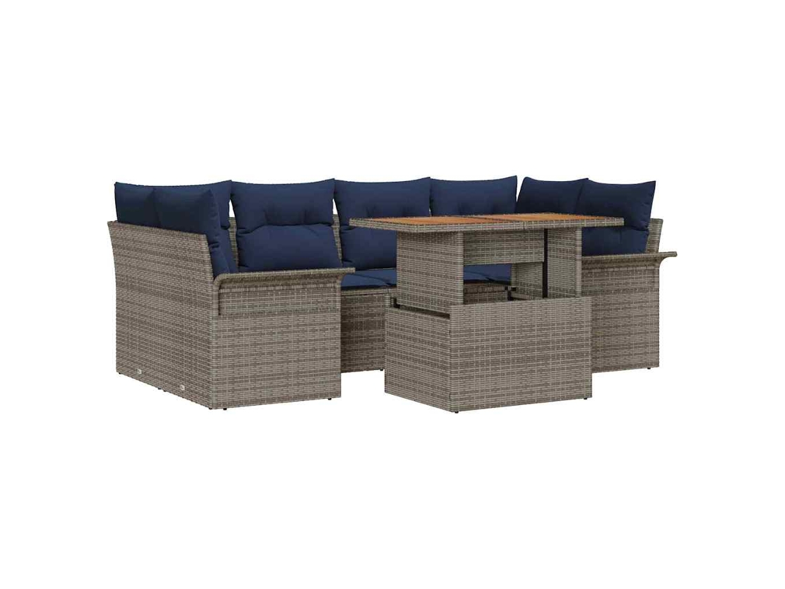 Maison Exclusive - Conjunto De Sofá De Jardim 7 Pcs Cinzeto Rattan Sintético