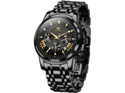 Lurelia Relógio Cronógrafo Masculino, Movimento De Quartzo, Analógico, Data/calendário, Luminoso, Aço Inoxidável, Resistente À Água 30m, Preto