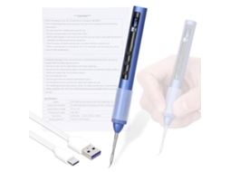 Ferro de soldar elétrico portátil inteligente com USB, 180-480℃, tecido LED, função de calibração e ajuste de temperatura.