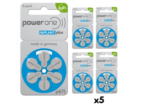 Powerone 675 Baterias de Implante Plus para Aparelhos Auditivos 5 Wafers