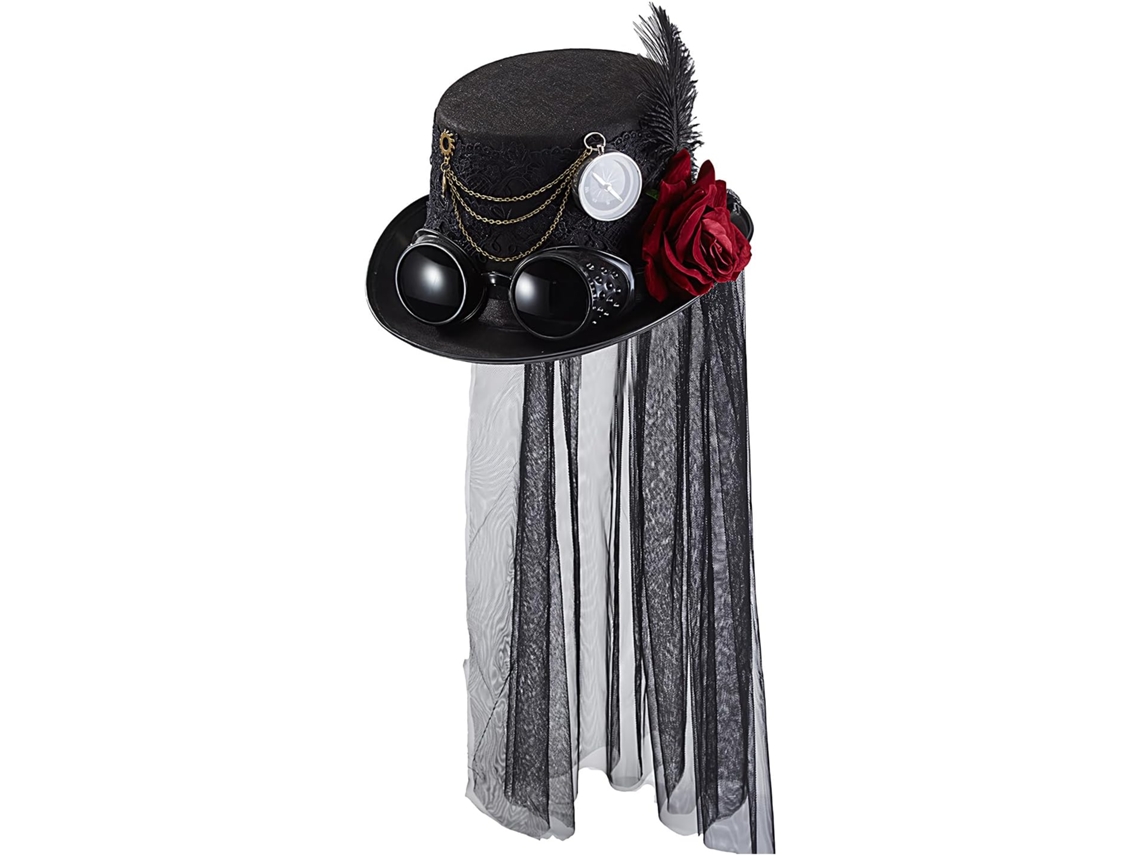 Chapéu Steampunk Com Pingente De Rosa - Para Uso Prático E Funcional