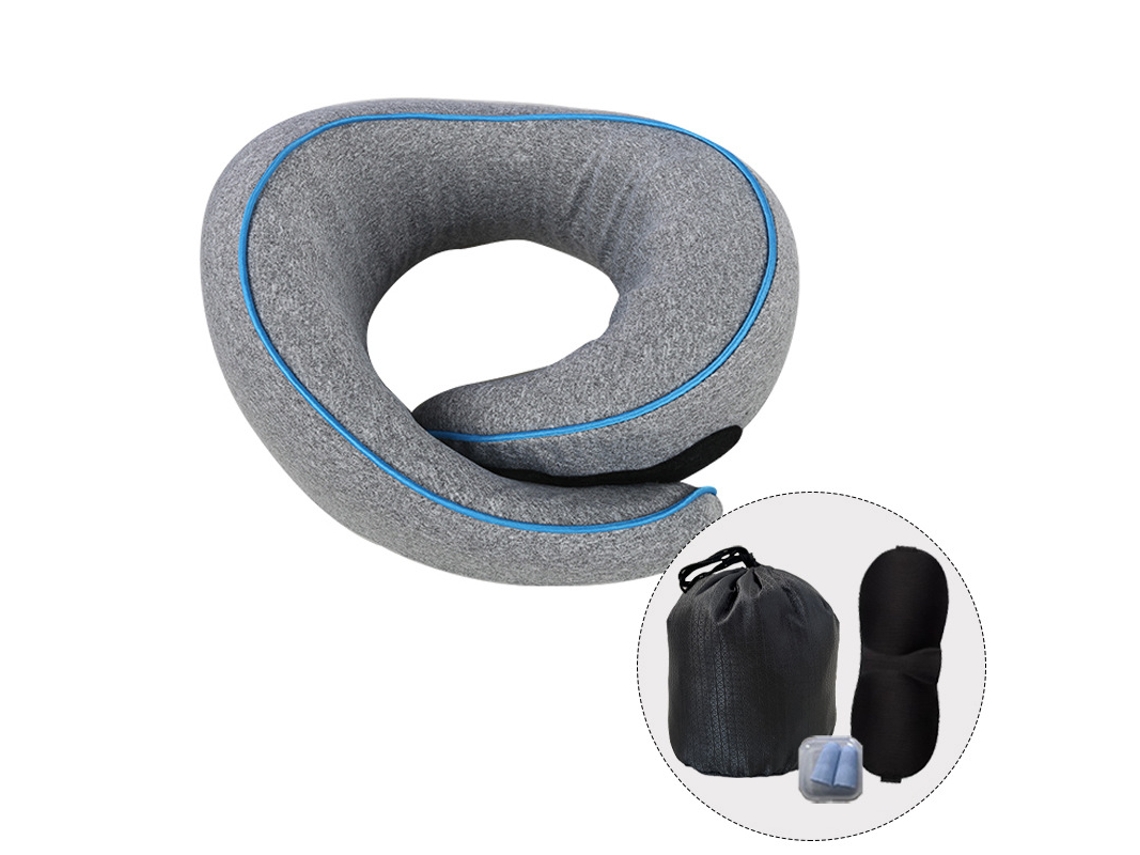 Lurelia Almofada De Viagem, Formato U, Em Espuma Viscoelástica, Suporte Cervical 360º, Azul, 4 Unidades