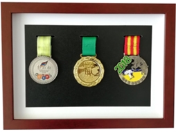 A4 (3 Medalhas)) - Boîte De Stockage De Médailles Pour Coureurs - Vitrine De Médailles En Bois Massif
