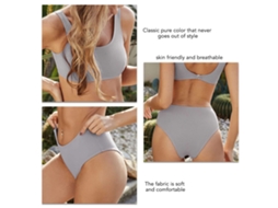 Traje de Banho Biquíni Azul Cinza M Sem Costas Verão
