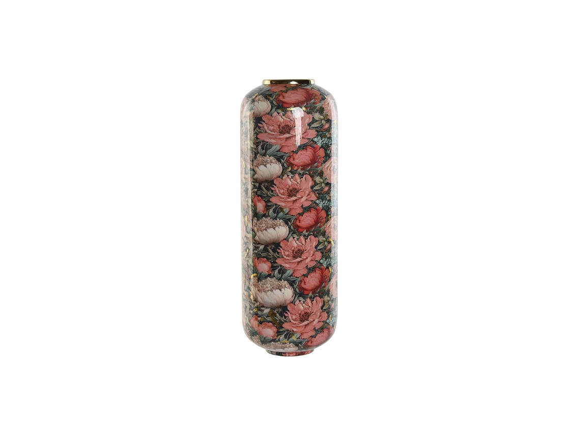 Vaso HOME ESPRIT Multicolor Cor de Rosa Metal 25 x 25 x 69,3 cm