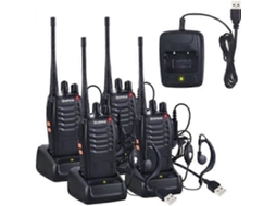 Rádio Bidirecional Uhf 400 470 Mhz Com Fone De Ouvido Original, 16 Canais, Transmissor Fm Portátil Preto Aquaforge Slowmoose