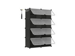Zapatero Modular De 8 Compartimentos Con Puertas Para Entrada 94x124x32 Cm - Negro