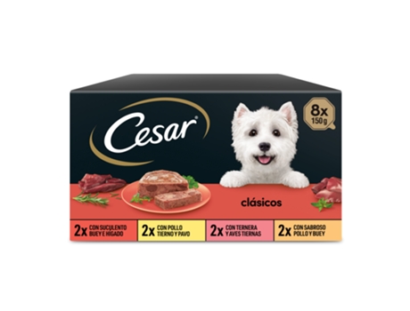 Alimentação Húmida para Cães Seleção de Clássicos En Paté Multipack 8X150G CESAR