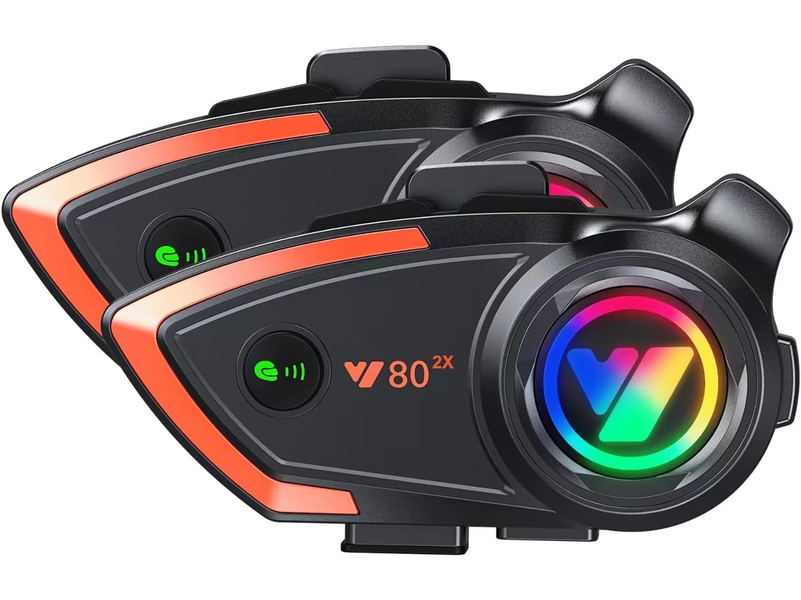 Fone De Ouvido Bluetooth Para Capacete De Motocicleta Com Intercomunicador De 500 M E Cancelamento De Ruído Cvc (pacote Com 2) (laranja)