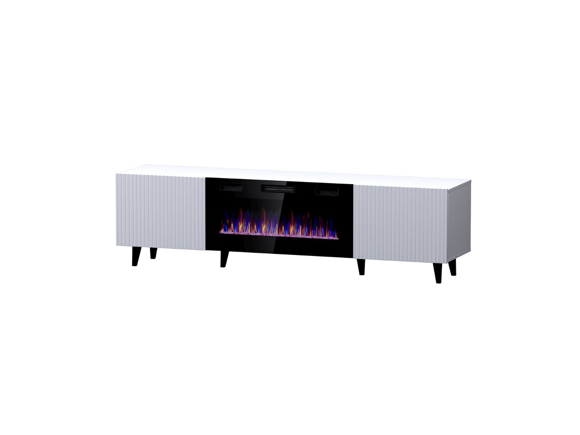 Móvel de Tv CAMA MEBLE Pafos Rtvk Bi Branco Preto Laminado Plástico Madeira Mdf Aglomerado 180x49x42 cm