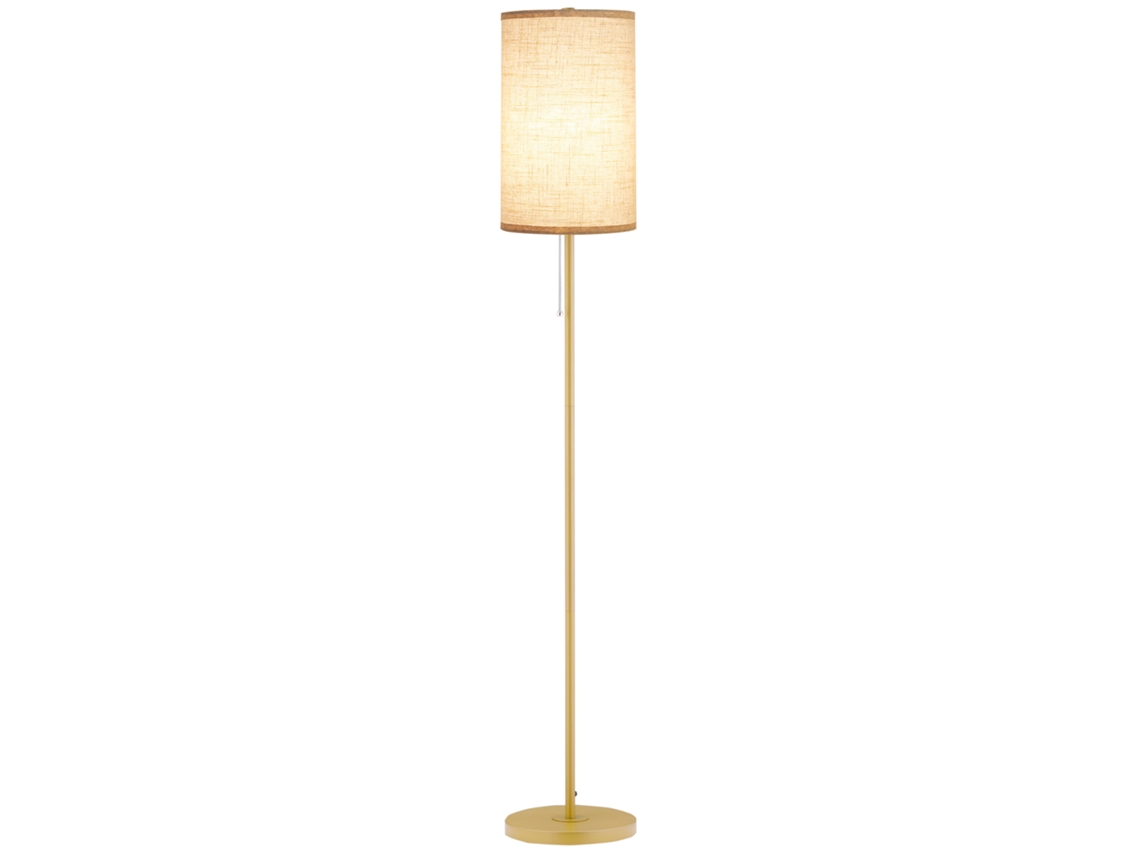 Abajur Chão Grife, Máx.40w, Poste Aço Dourado, 25,5x25,5x157 Cm, Linho Creme