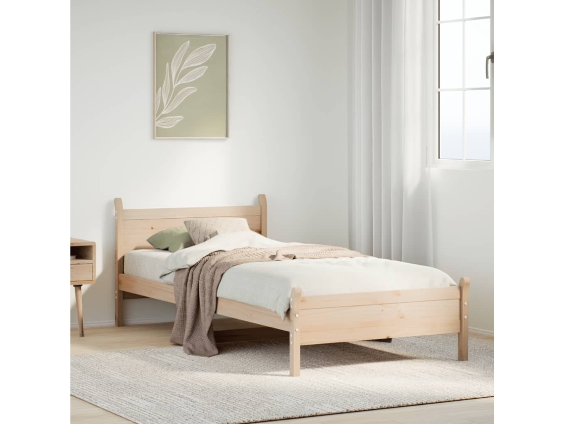 Vidaxl Cama Sem Colchão 75x190 Cm Madeira De Pinho Maciça